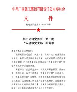 冶建公司4个党支部获集团公司授予“五星级党支部”声誉称呼